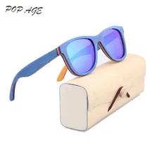 Blue Wood Sunglasses Polarized Lenses Colored Wooden Sun Glasses for Women Brand Shades Sunglasses Women Polarized