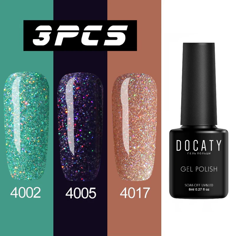 Docaty неоновый УФ Гель-лак долговечный для ногтей ногти с uv-фильтром Гибридный гель лак удаляющийся замачиванием Полупостоянный Гель-лак для ногтей Gellak - Цвет: 4002-4005-4017