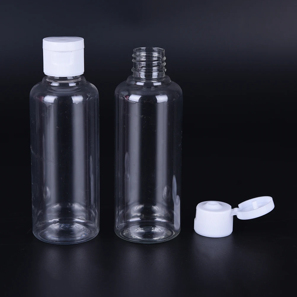1pcs Small Simple Empty Bottles Clear Container Makeup Liquid Cosmetic Jar Flip Top Cap Refillable Bottle Transparent  100ml