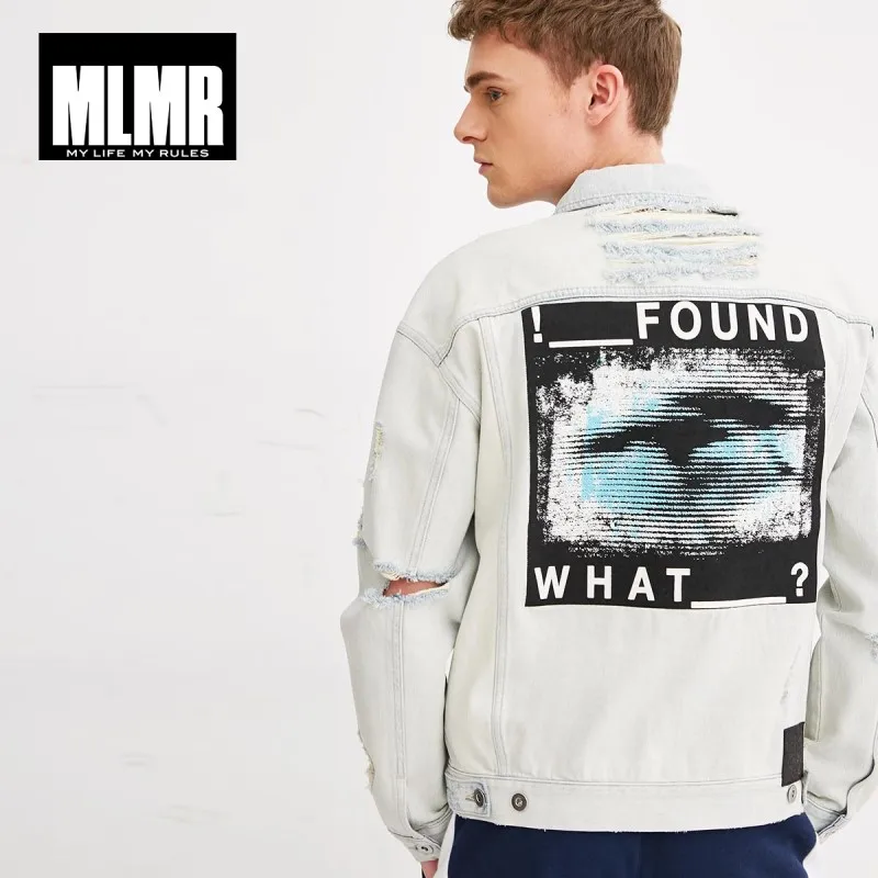 MLMR الرجال الربيع و الصيف 100% القطن مزقت المطبوعة فضفاض صالح الدنيم سترة M | 218357511 MLMR الرجال الربيع و الصيف 100% القطن مزقت المطبوعة فضفاض صالح الدنيم سترة M | 218357511