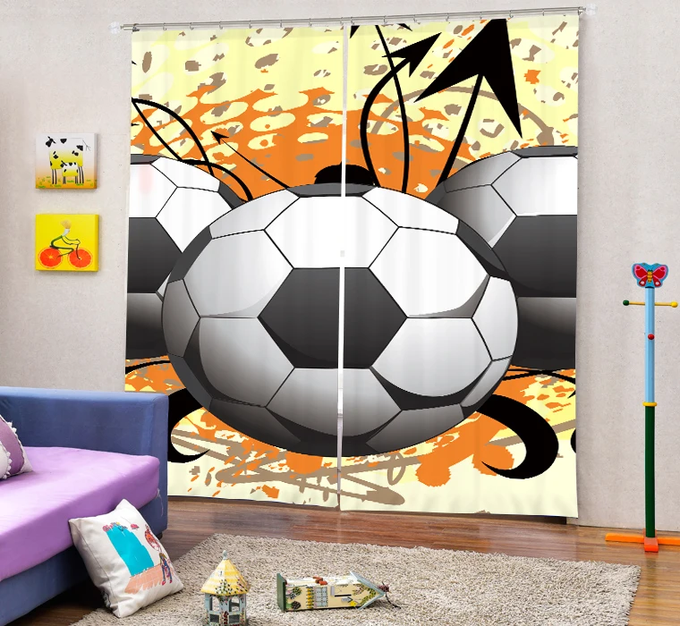 Sports football 3D Painting Blackout Curtains Office Bedding Room Living Room Sunshade Window