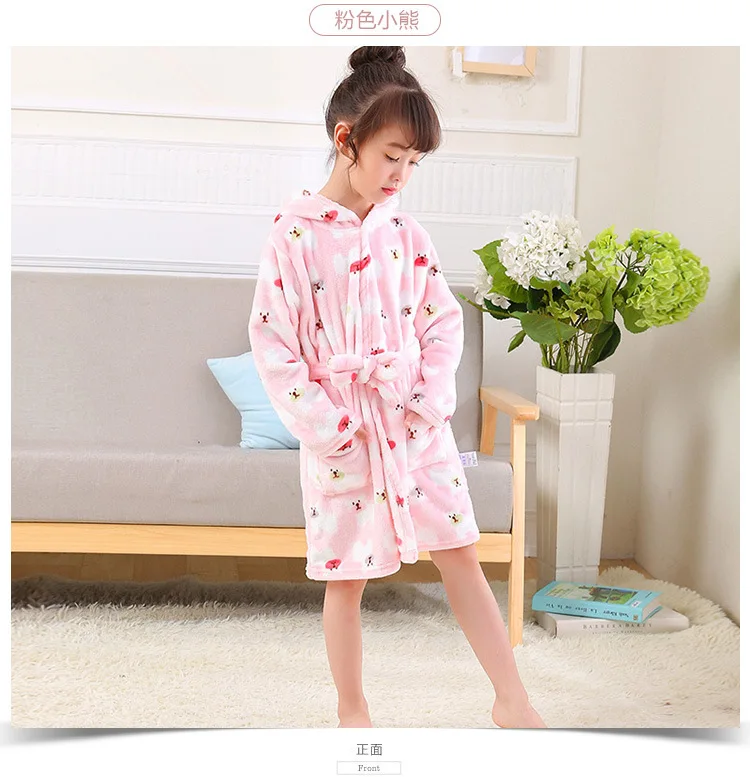 best Sleepwear & Robes Children Flannel Bathrobes Nightwear 2022 Fashion Children Pajamas Hooded Bathrobe Soft Bath Robe Cute Girls Robe Cartoon Gown designer nightgowns