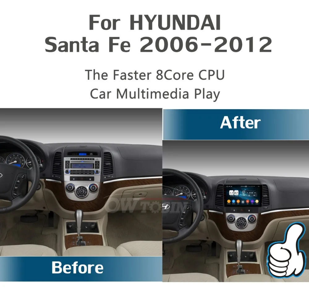 Best 9" IPS 8 Core 4G+64G Android 9.0 Car DVD Radio Multimedia GPS Navi For Hyundai Santa Fe 3 4 Hole 2006-2012 DSP CarPlay Parrot BT 2