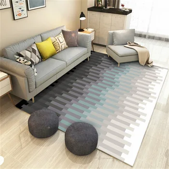 

Fashion Modern Geometric Blue Grey Shading Bar Traingles Door Mat Bathroom Parlor Living Room Home Decorative Carpet Area Rug