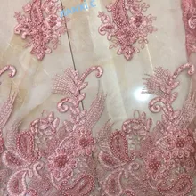 Дизайн из бисера тюль кружевной ткани cici-110620 последние вышитые сетка тюль для торжественное платье