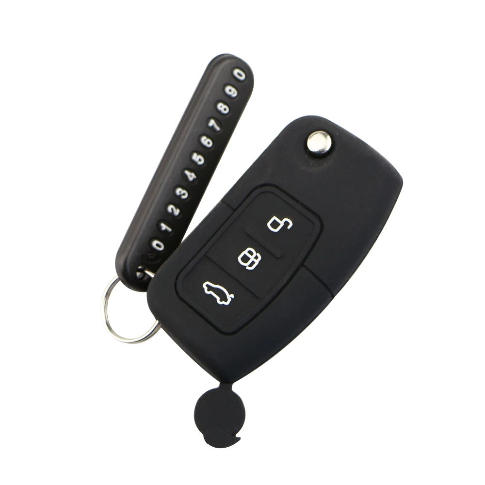 

Silicone Car Key Cover Case Key Chain with Phone Number Card Fit for Ford Fiesta MK7 Ecosport for Ford Focus 2 MK2 2005 - 2009