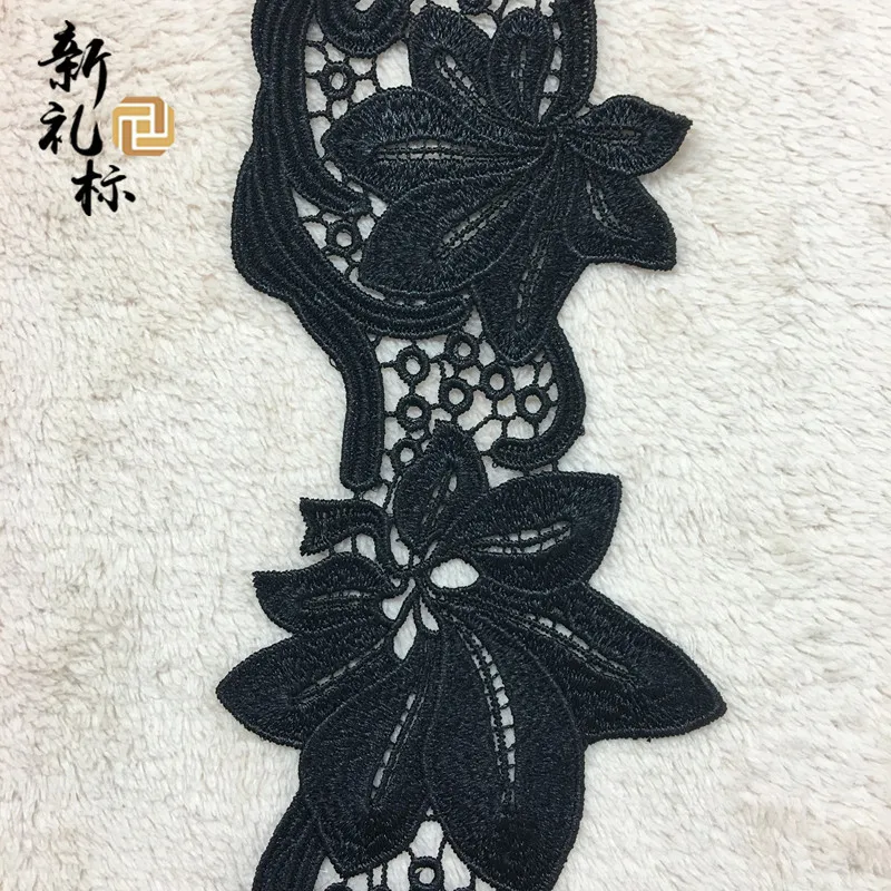 

15Yards Black Embroidery Lace Chemical Lace Trim Scalloped Flower Appliqued Border Sewing Material African Cord Lace Edge