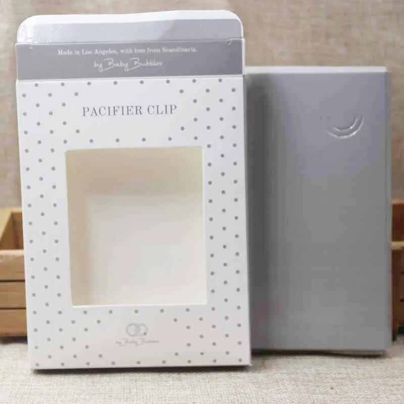 

Custom logo Clear PVC window hanger Boxes for Wedding Favor/ Baby Shower/Bridal Gift box with the cut for clip the pacifier