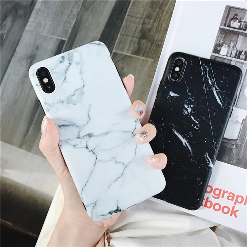 

Marble Case for iPhone 7 Case Soft Silicon Cover for iPhone X XR XS Max 7 7 Plus 6 6S 8 Plus Retro Phone Bag Funda Coque+Stylus