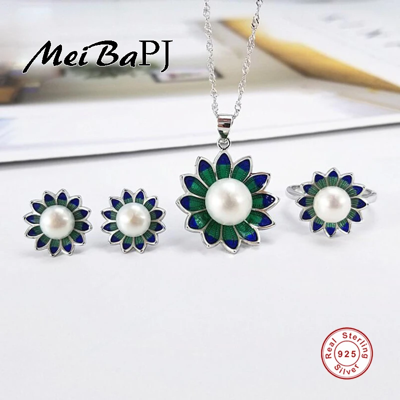 

[MeiBaPJ]Fashion Personality Simple AAA Zircon Lotus Flowe Set 925 Silver Earrings & Necklace & Ring Fine Jewelry Sets For Women
