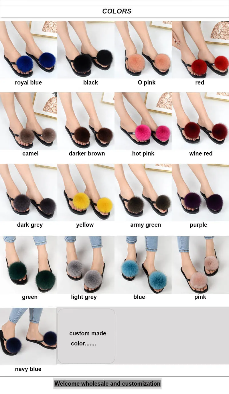 women slippers fox fur pompom (16)