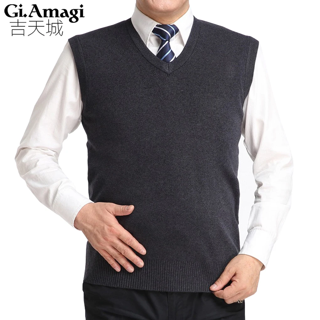 

2018 Rushed Colete Masculino Tactical Vest Waistcoat Vest Fit Autumn New Men's Casual V Neck Cashmere Gilet Sans Manche Homme