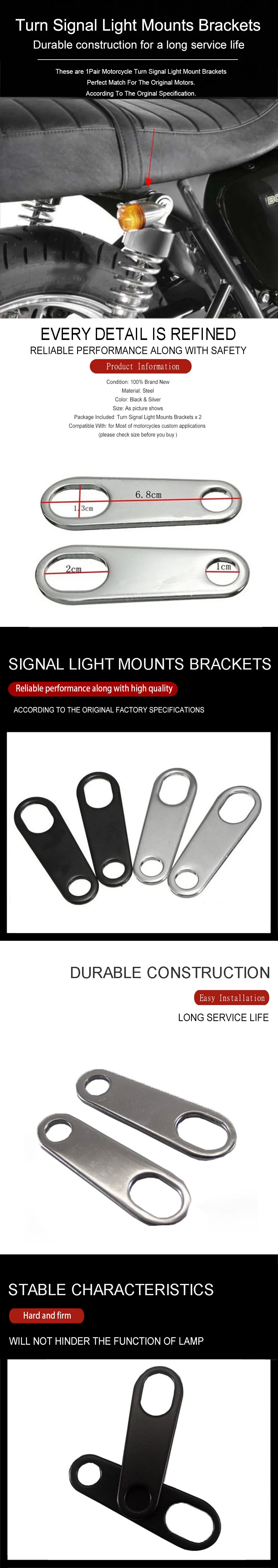 Wooeight 2Pcs MotorcycleTurn Signal Indicator Light Lamp Holder Shock Brackets Holder Fork Ear Clamps for Bobber Racer Harley (10)