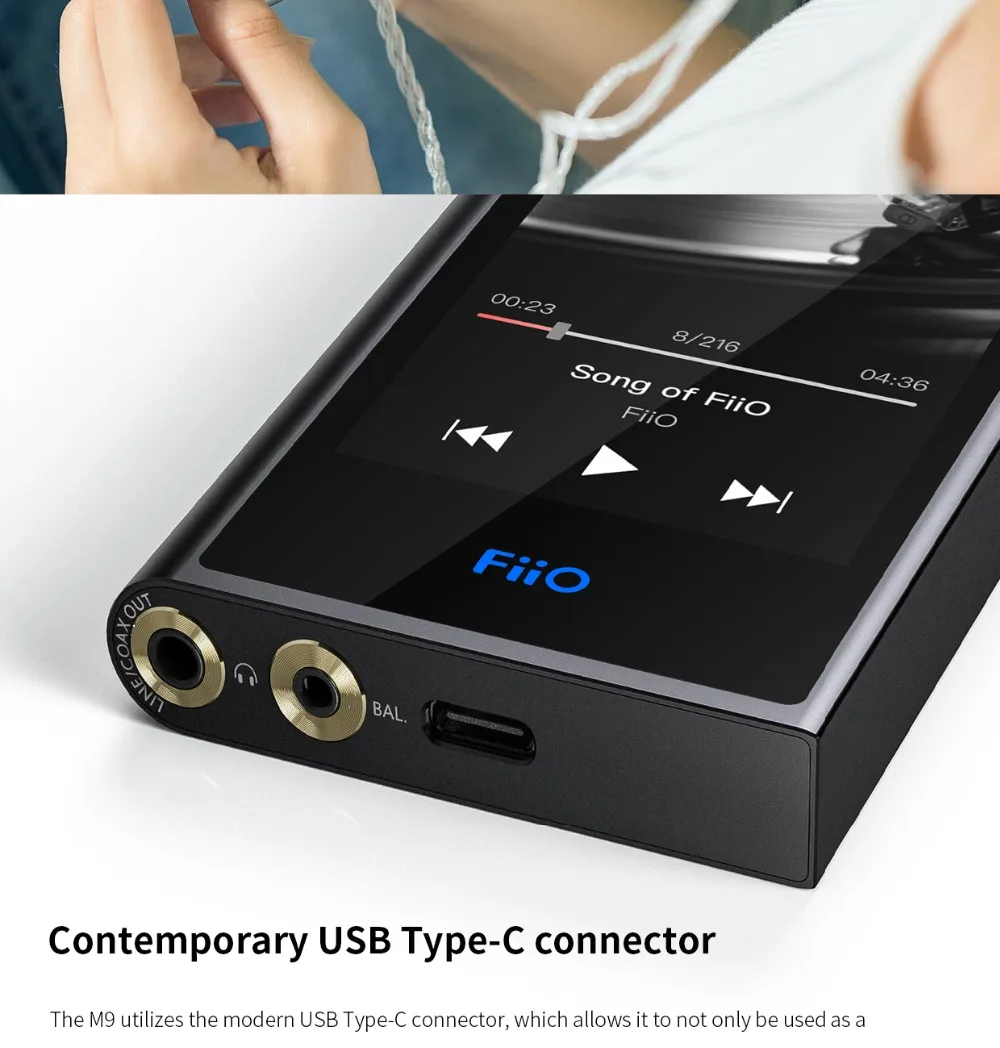 FiiO M9 HIFI сбалансированный выход портативный аудио высокого разрешения Android MP3 плеер Bluetooth без потерь Музыкальный ЦАП wifi DSD LDAC APTX