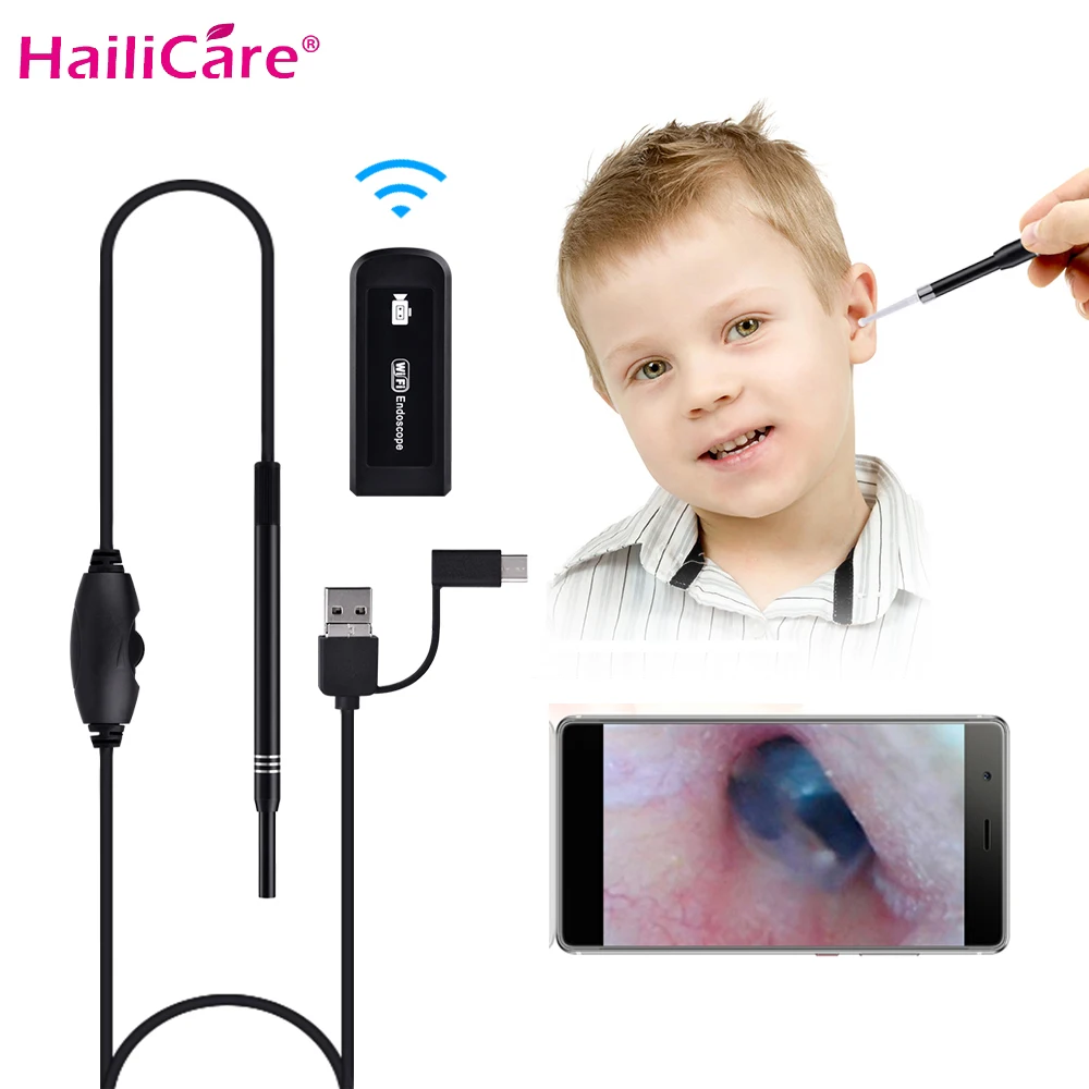 

3-in-1 IP65 Waterproof WiFi Endoscope 1.3MP 720P HD Visual Ear Pick Wax Remover Otoscope Ear Cleaner Oral Health Care Tool