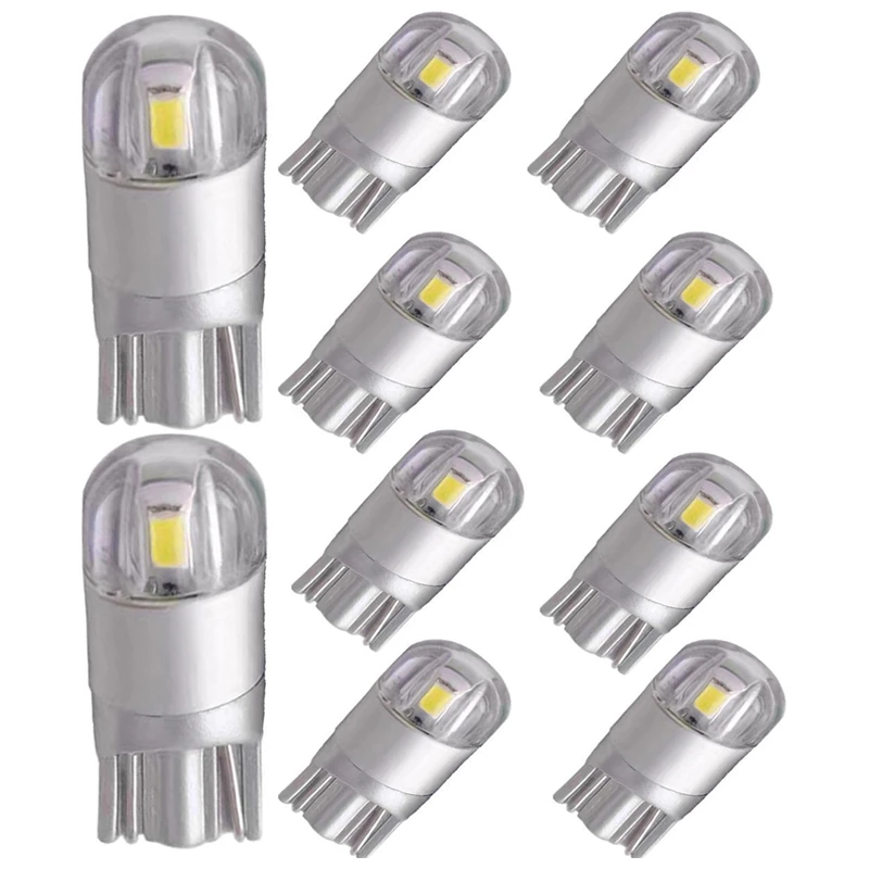 

10 pcs Led T10 12V LED Car Bulbs 2SMD Car Interior Bulb Turn Signal License Plate Light Trunk Lamp Clearance Lights Reading Lamp