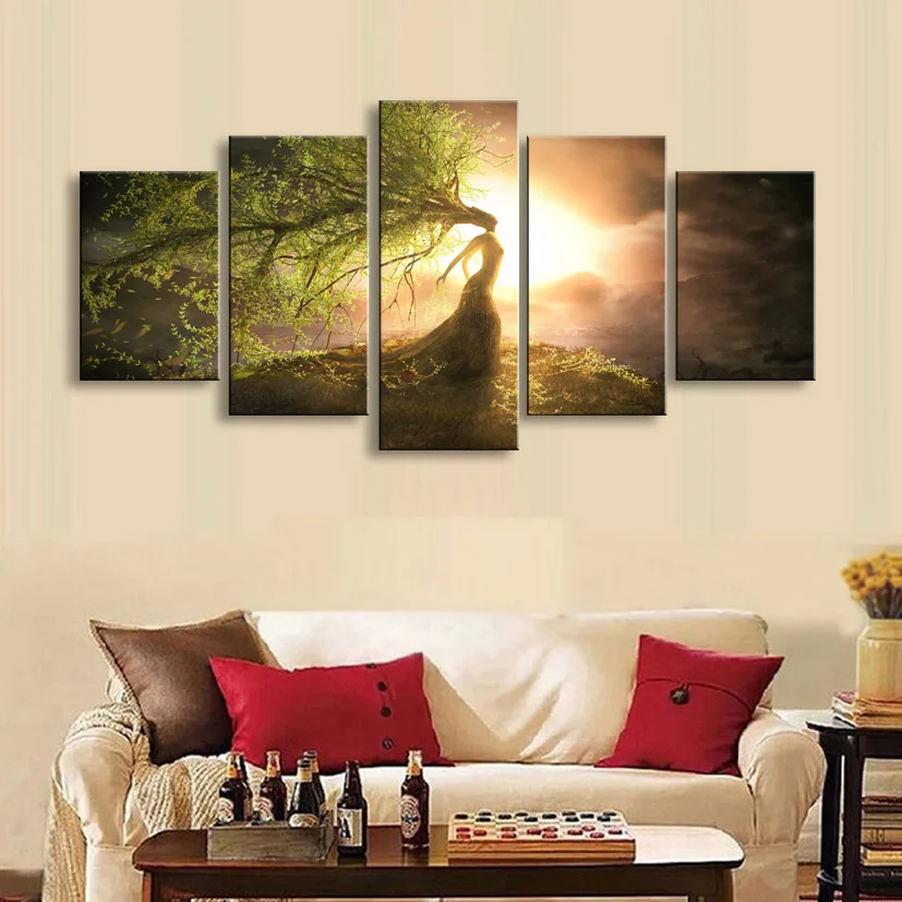 5 pieces high-definition print Fantasy art Pixelate canvas painting poster and wall art living room picture PL5-186 (5)