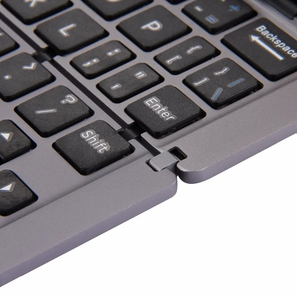 Wireless Keyboard F18 Ultra-Slim Rechargeable Foldable 58 Keys Bluetooth Wireless Keyboard with Holder Color : Silver Grey