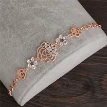 MINHIN цветок звеньевая цепочка браслет для женщин романтические хрустальные бусины браслет дружбы свадебный браслет Femme