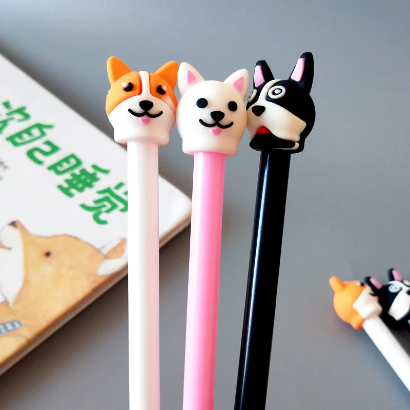 

Cute office supplies Gel Pen Cartoon puppy dog black Neutral pen Students Kawaii Stationery School Pens gel ink pen writing gift