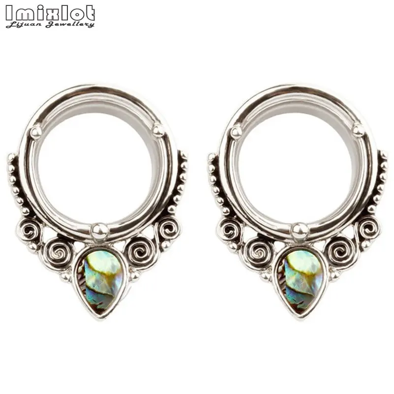 Silver Imixlot 1 шт., серьги из нержавеющей стали, расширители, пробки, туннели с оболочкой, модные ювелирные изделия для тела, пирсинг 8 мм-25 мм - Окраска металла: Silver