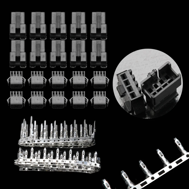 100 шт./10 компл. Корпус Dupont разъем 2,54 мм Шаг JST SM 4 штыревой разъем типа «папа» Женский обжимной контактный терминальный адаптер Ассортимент Комплект