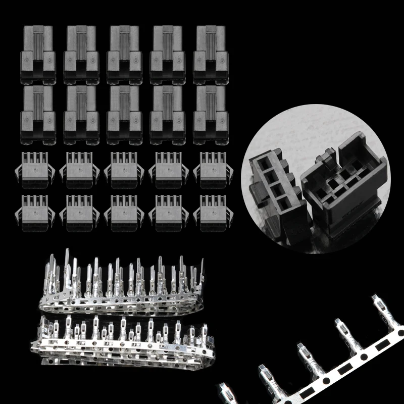 

100Pcs/10Set Housing Dupont Connector 2.54mm Pitch JST SM 4 Pin Header Male Female Crimp Pin Terminal Adaptor Assortment Kit