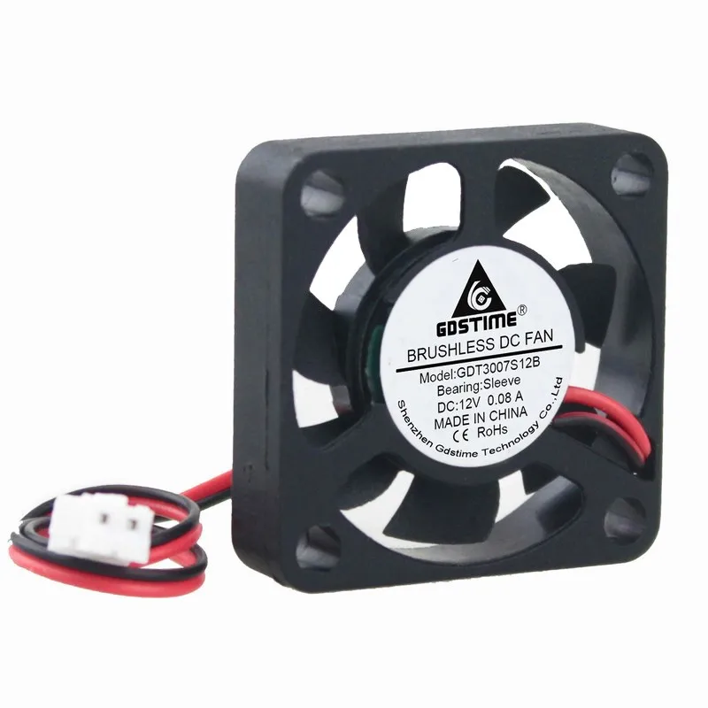 

Gdstime 10pcs 2pin 2.0 DC 12v 30x30x7mm Small Equipment Brushless Cooling Fan 30mm x 7mm 3cm Mini Cooler 3007