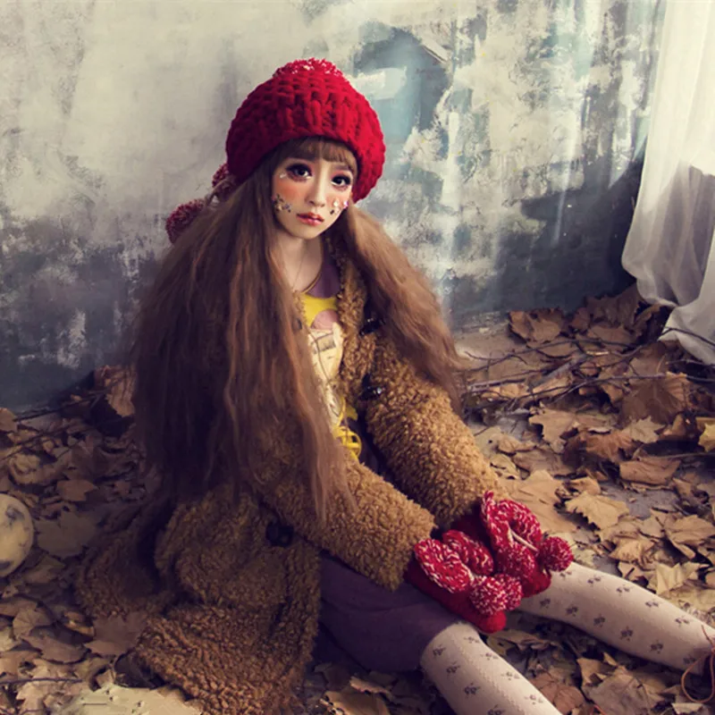 Ceny Czapka i Szalik i Rękawiczki BomHCS Garnitur Słodkie Kobiety Winter Warm 100% Ręcznie Dzianiny Kapelusz Czapki Prezent