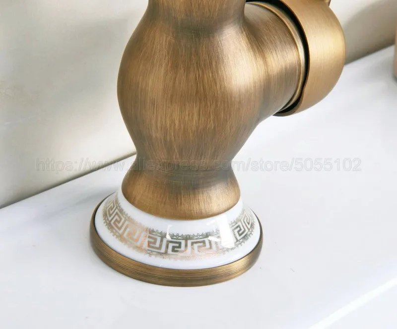 Bathroom Basin Sink Faucet Antique Brass Single Handle Kitchen Tap Faucet Mixer hot and cold water tap znf611
