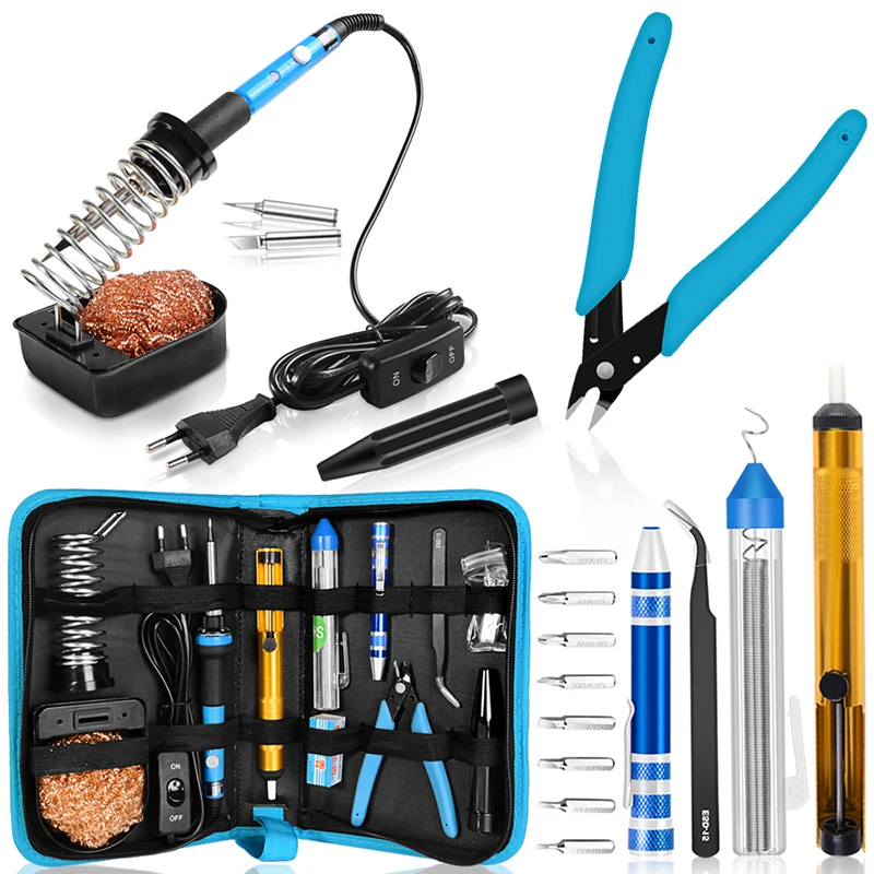 Handskit Soldering Iron Set 8-in-1 Screwdrivers Soldering Iron Set With Soldering Stand Soldering Wire Desolder Pump Weldering