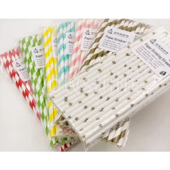 

Free shipping 125pcs(5bags) Eco-friendly paper strawpink mixed kids birthday wedding decorative part drinking Paper Straws