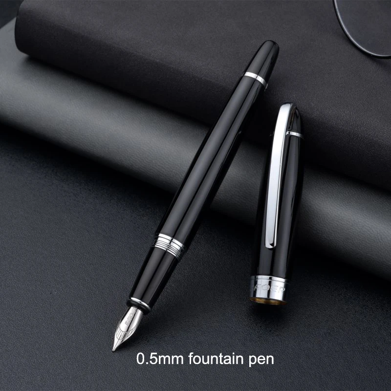 Baoer517 черная Золотая перьевая ручка с порошком, роскошная офисная подарочная ручка с чернилами, 0,5 мм и 1,0 мм, художественный перьевая ручка, подарочная ручка, черная индивидуальное оформление от 10 штук