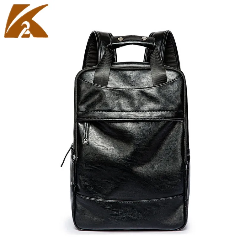 

KVKY Brand Leather Backpack Men Black School Shoulder Bags for College Students Fashion Laptop Backpacks Male Casual Daypacks