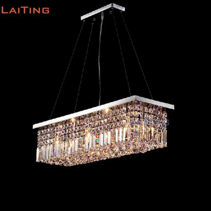 

Rectangle Crystal Chandeliers Modern LED Pendant Lamps for Dining Room Restaurant Lighting