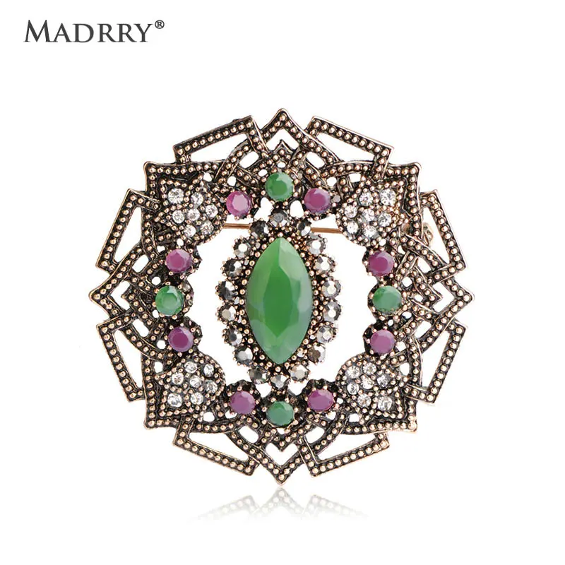 Vintage Jewelry Zirconia Brooches Prong Setting Crystal Brooch Turkish Hat Accessories Large