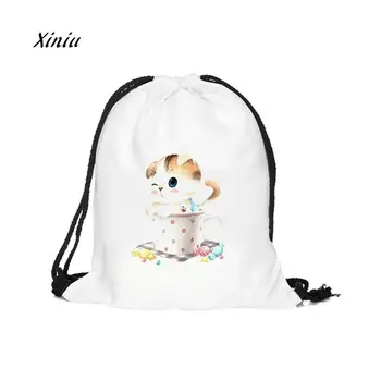 

Unisex Mmoji Backpacks 3D Printing Bags Drawstring Backpack Simple Design Large Capacity Bags Female Cute Cat Printing Bags