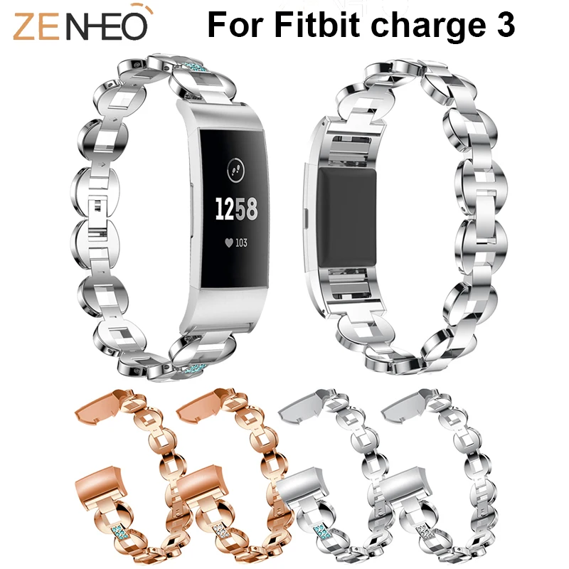 

For Fitbit Charge 3 Wristband Watch Band Bling Rhinestone Metal Bracelets For Fitbit Charge 3 watch strap Replacement Straps