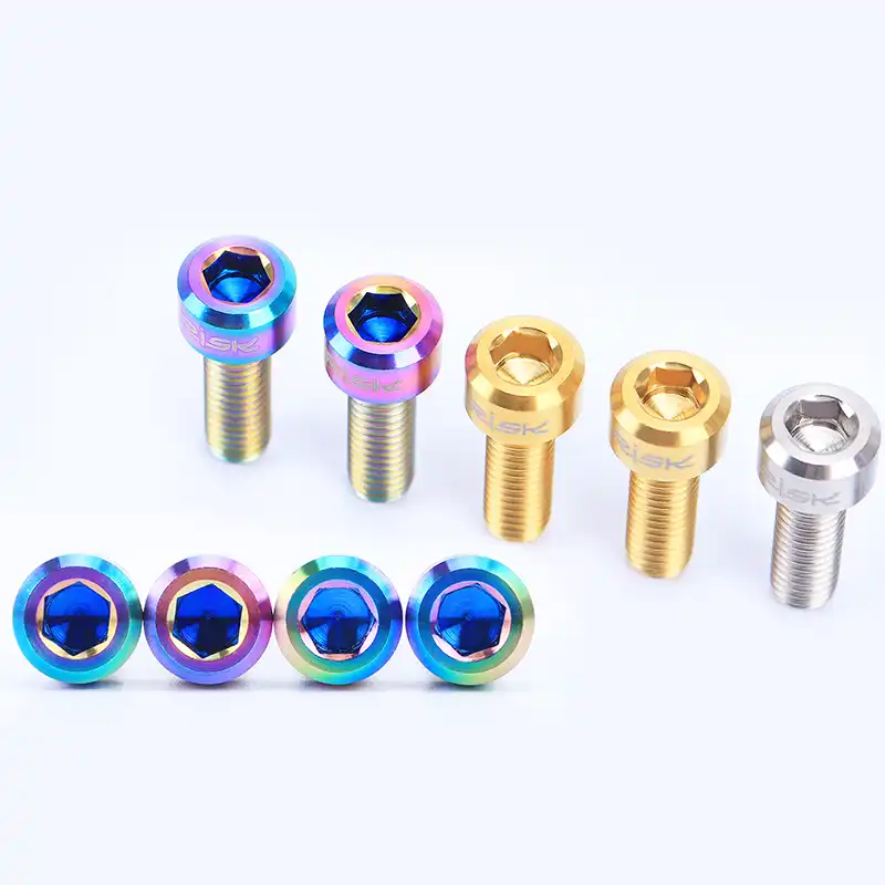 6PCS Bike Screws Titanium Plated MTB Stem Bolts M5//M6 Aluminum Alloy Lightweight