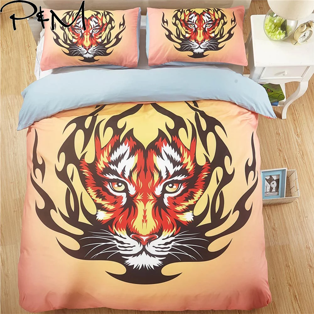 

PAPA&MIMA bedding set microfiber Fabric 3D Animal Tiger Duvet Cover sets Pillowcases King Queen Double Twin single size