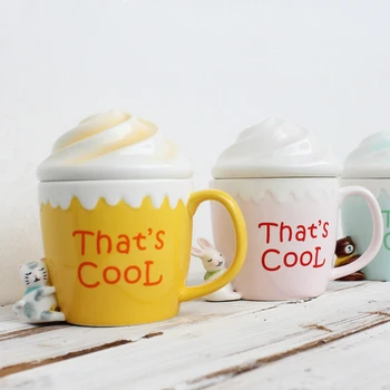 

Animal cute cartoon ice cream covered ceramic Mug Creative gift coffee milk ice cream cup