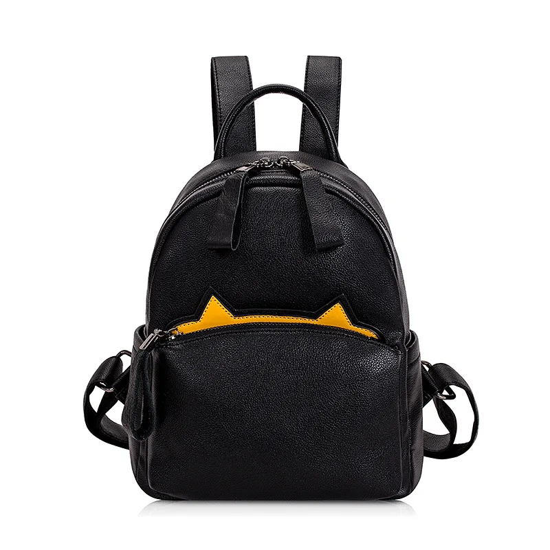 

Cute Cat Backpack School Women Oxford Leather Backpacks for Teenage Girls Funny Cats Ears Canvas Shoulder Bags Female