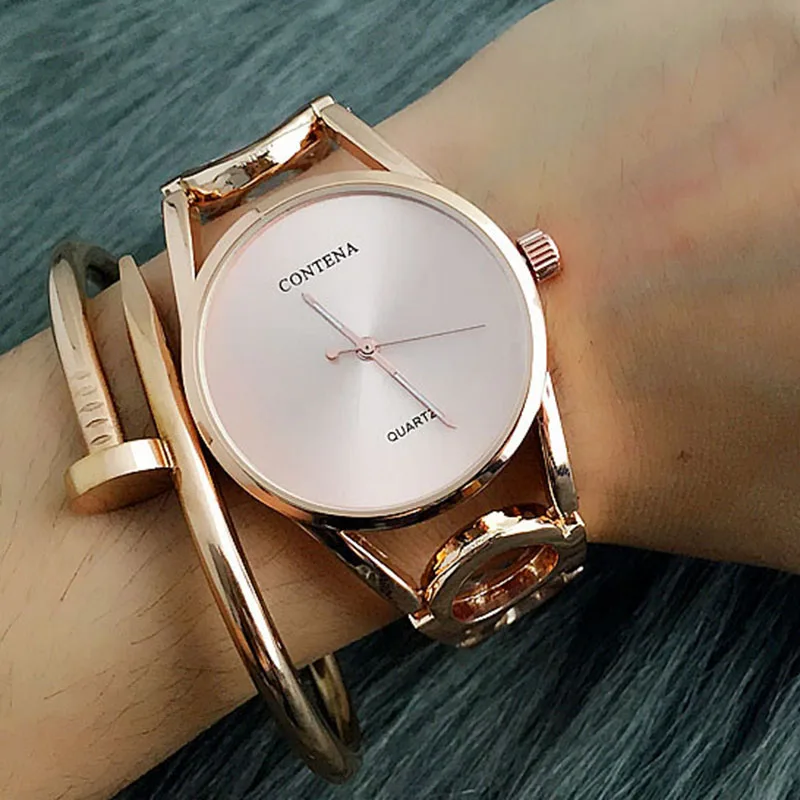 Contena Women Watch 2018 New Relogio Feminino Luxury Ladies Unique Designer Full Stainless Steel Rhinestone Bracelet Wristwatch