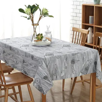 

Retro Linen Cotton Tablecloth Washable Coffee Dinner Retro wood grain LOVRTRAVEL Table Cloth for Christmas Wedding Banquet