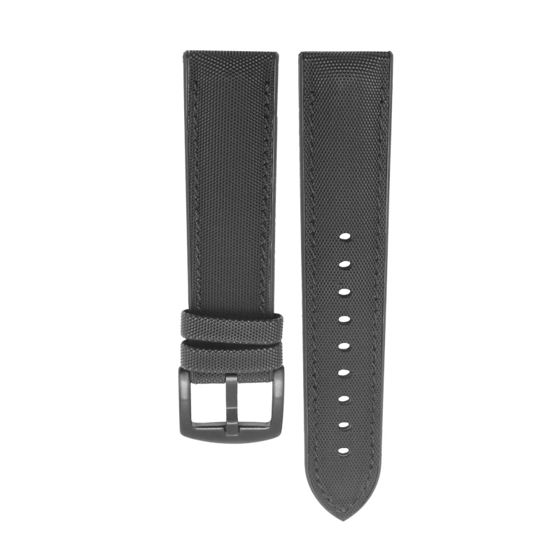 Ремешок для часов из перлона 18 мм 20 мм 22 мм 24 мм водонепроницаемый силиконовый нижний ремешок для часов нейлоновый ремешок для часов прошитый ремень - Цвет ремешка: black black black