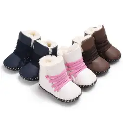 Симпатичные для маленьких девочек мальчиков зимние сапоги зимние полусапожки младенческой малыш новая обувь с мягкой подошвой детские PU
