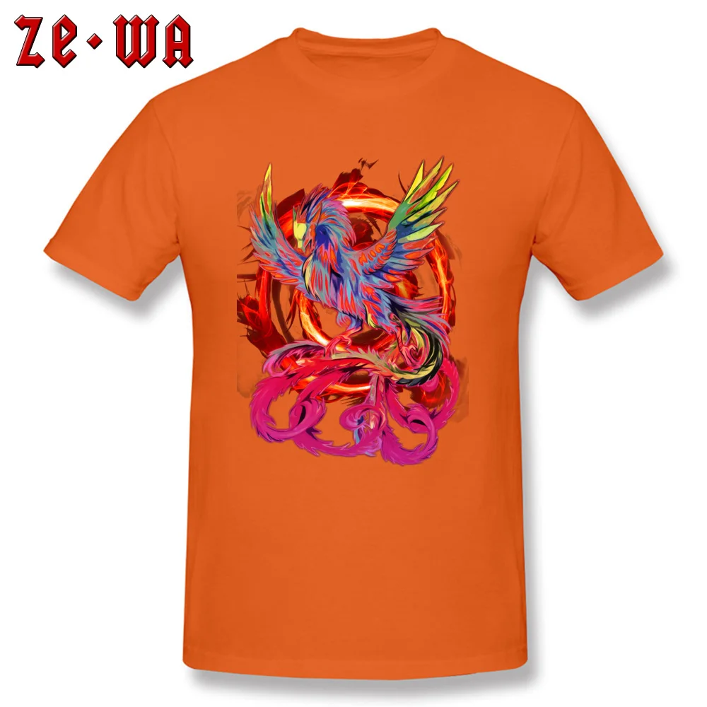 Fire Phoenix T-shirts for Adult cosie Thanksgiving Day Tops & Tees Short Sleeve 2018 Popular Tee Shirt Crewneck Pure Cotton Fire Phoenix orange