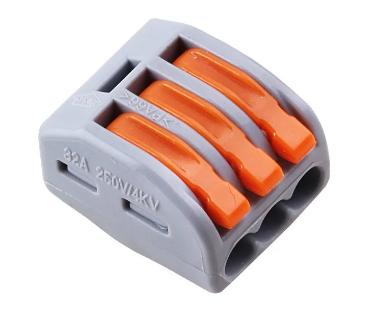 

10pcs Universal Compact Fast Wire Wiring Connector 3 Pin Conectors mini wire connector Conductors Terminal Block 32A XINGO-413-A