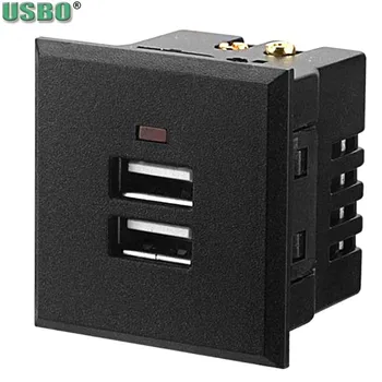 

New Double USB AC Power Panel Socket Embedded 2 USB Desktop Receptacle DC power charging Module Outlet Black White 5V 2.1A