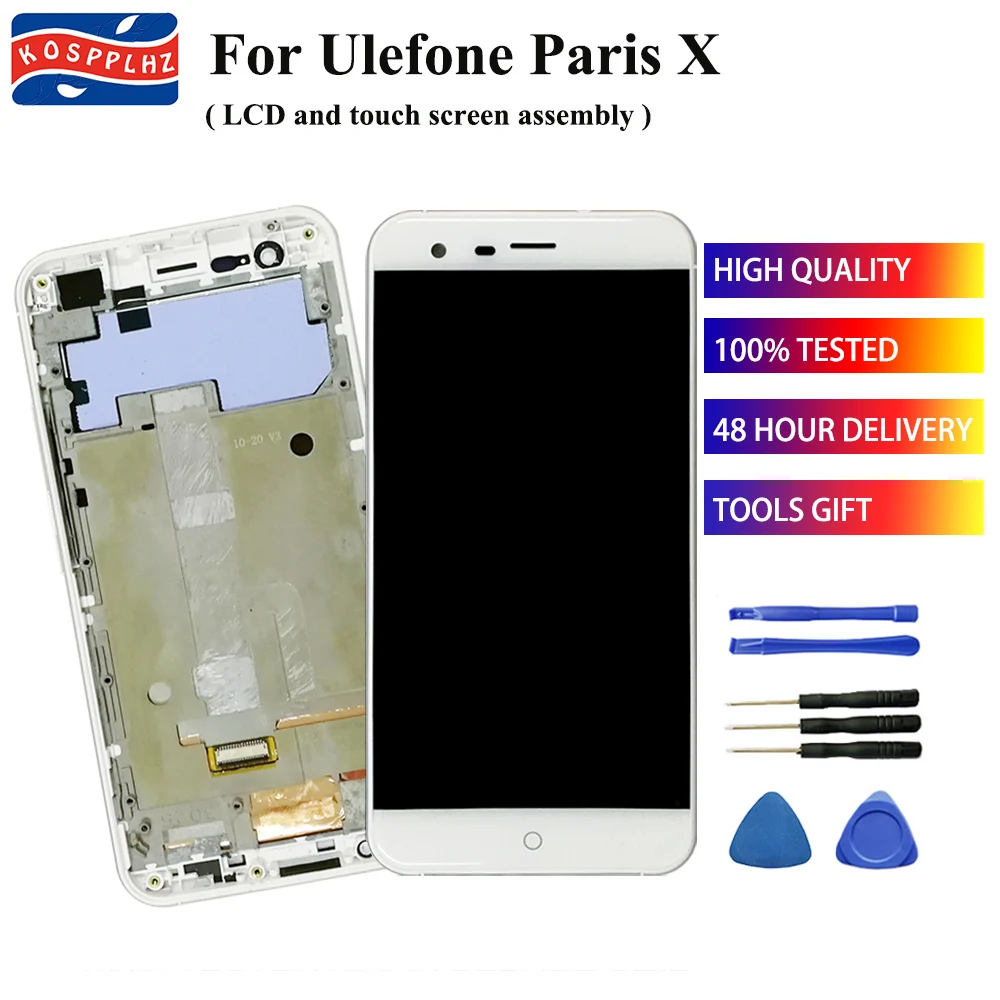 

KOSPPLHZ 5.0" Original For Ulefone Paris X LCD Display+Touch Screen Assembly+frame Digitizer Replacement Repair panel+tools
